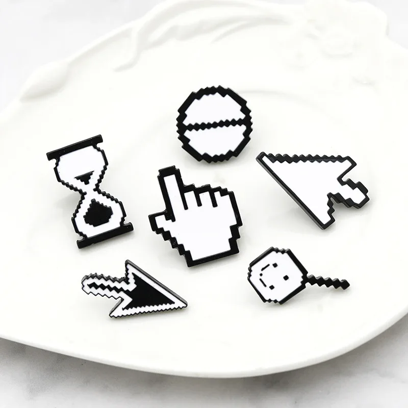 Europe And America New Style Brooch Cartoon Cute Creative Win System Mouse Button Prohibited Search Cursor Brooch