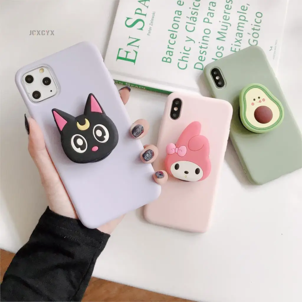 

3D Cartoon Melody Soft phone case for iphone X XR XS 11 Pro Max 6 7 8 plus Holder cover for samsung S8 S9 S10 A50 Note 10 9 capa