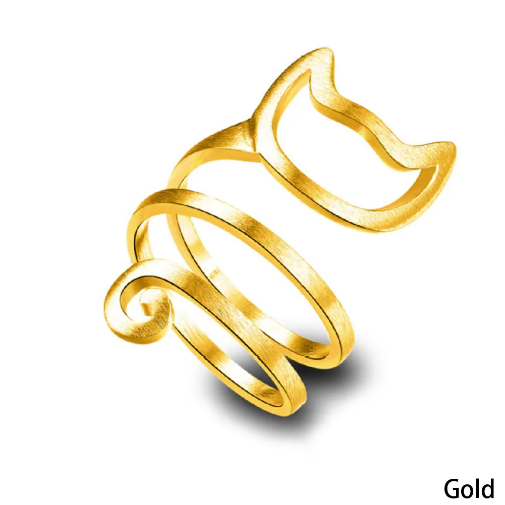 Fashion Cat Ring Matte Kitten Cat Wrap Ring Animal Finger Ring For Young Girl Women Adjustable Ring