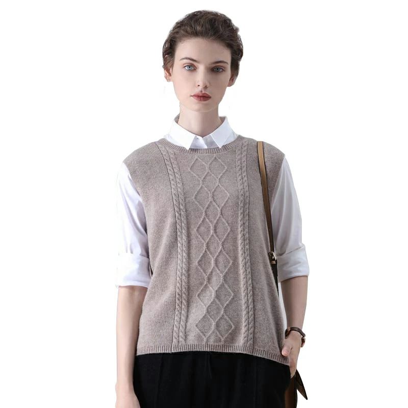 

2020 New Autumn and Winter Knitted Twist Vest Vintage O Neck Korean Womens Pullover Sweaters With Hole Casual Sleeveless Vest