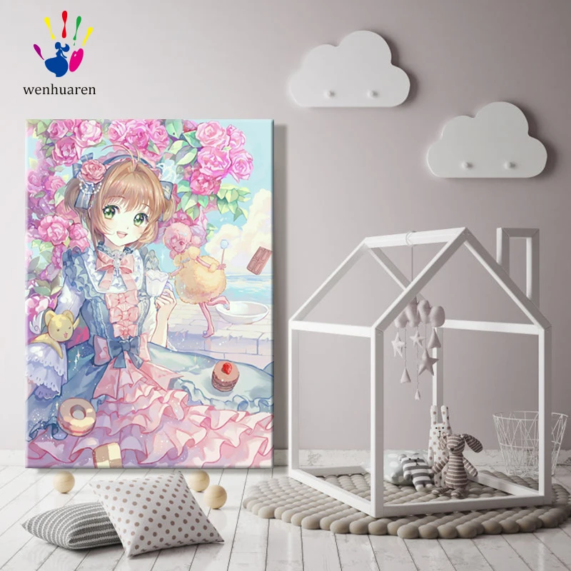 Paint by numbes художественная живопись по номерам карточка Captor Сакура анимация