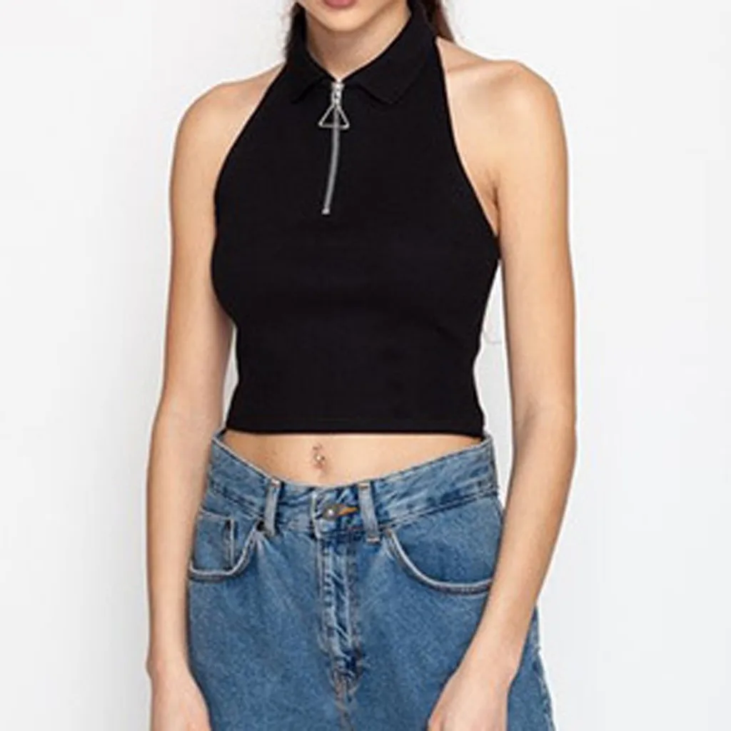 zip up sleeveless top