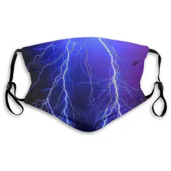 

Night Sky Lightning Print Mouth Masks With Filter Washable And Reusable Anti Dust Breathable Mask With Adjustable Ear Loops For