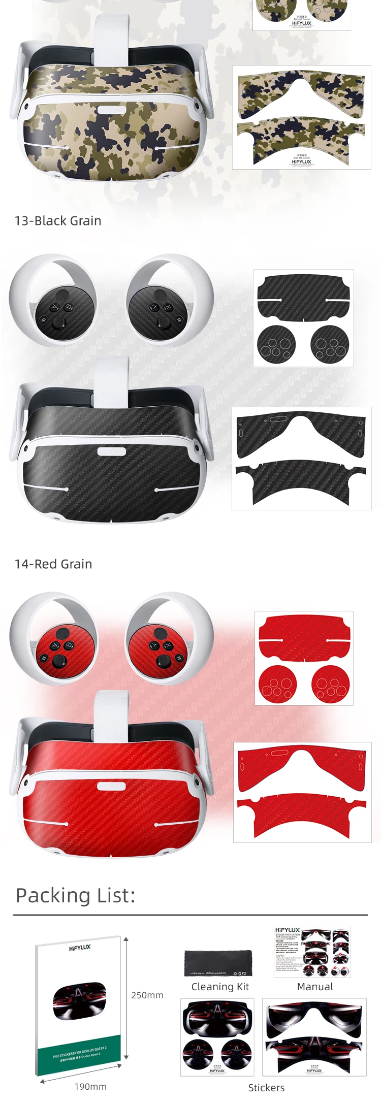 PVC Carton Skin Sticker for Oculus Quest 2 Headset Virtual Reality Decoration Decals Protective Skin