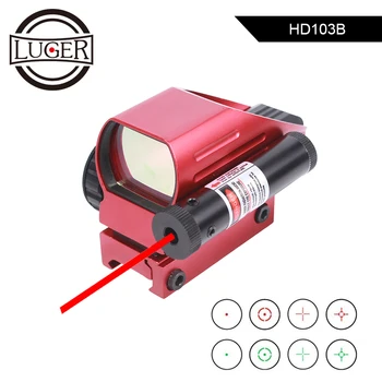

LUGER Tactical Reflex Red Green Laser Scope 4 Reticle Holographic Red Dot Sight Rifle Scope 20mm Rail Mount For Air Gun Hunting