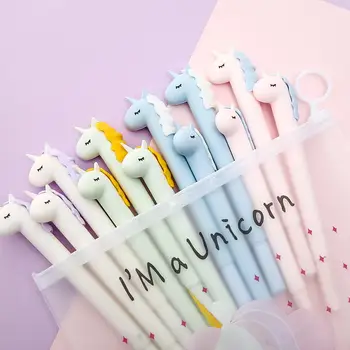 

12pcs Unicron Gel Pen Soft Rubber Cute Creative Cartoon Signiture Black Ink Pens for School Kawaii Pretty Office Stationary Gift