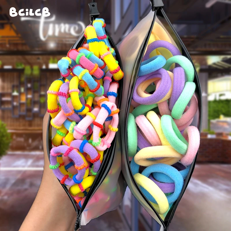 Diadema para chicas, diadema infantil de colores, gomas elásticas pequeñas para el pelo, banda de goma para bebé, accesorios para el cabello de nailon, 50/100 Uds.