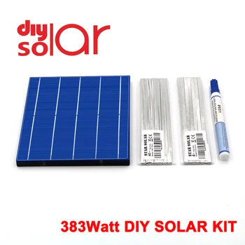 

383 Watt Kit DIY Solar Panel 156 X 156 mm Polycrystall Solar Cell 300W 6X6" 300 W Tabbing Wire Buswire Flux Pen 350W Flexible