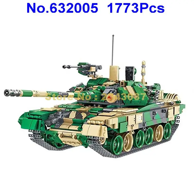 632005 1773pcs Military Russia T-90 Main Battle Tank Ww2 Army Forces 5 Dolls Building Block Toy | Игрушки и хобби