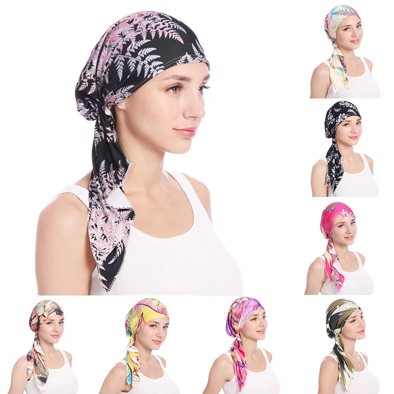

2020 NEW Fashion Women Flower Muslim Ruffle Cancer Chemo Hat Beanie Scarf Turban Head Wrap Cap Printed Headwear Lady Hats New