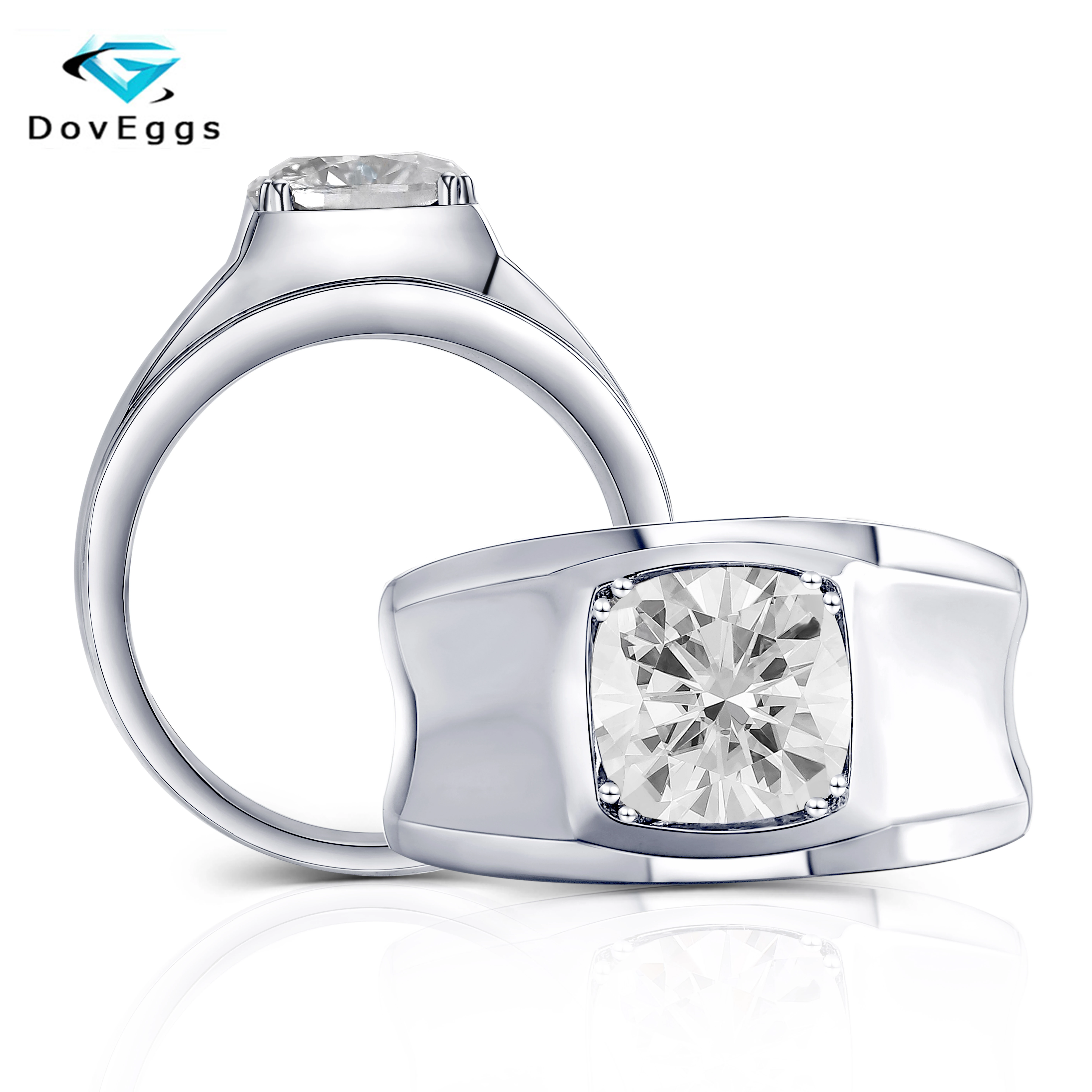 DovEggs Стерлинговое Серебро S925 2ct 7,5 мм серое тонированное цветное кольцо с муассанитом для помолвки для мужчин и женщин серебряное кольцо DovEggs Стерлинговое Серебро S925 2ct 7,5 мм серое тонированное цветное кольцо с муассанитом для помолвки для мужчин и женщин серебряное кольцо