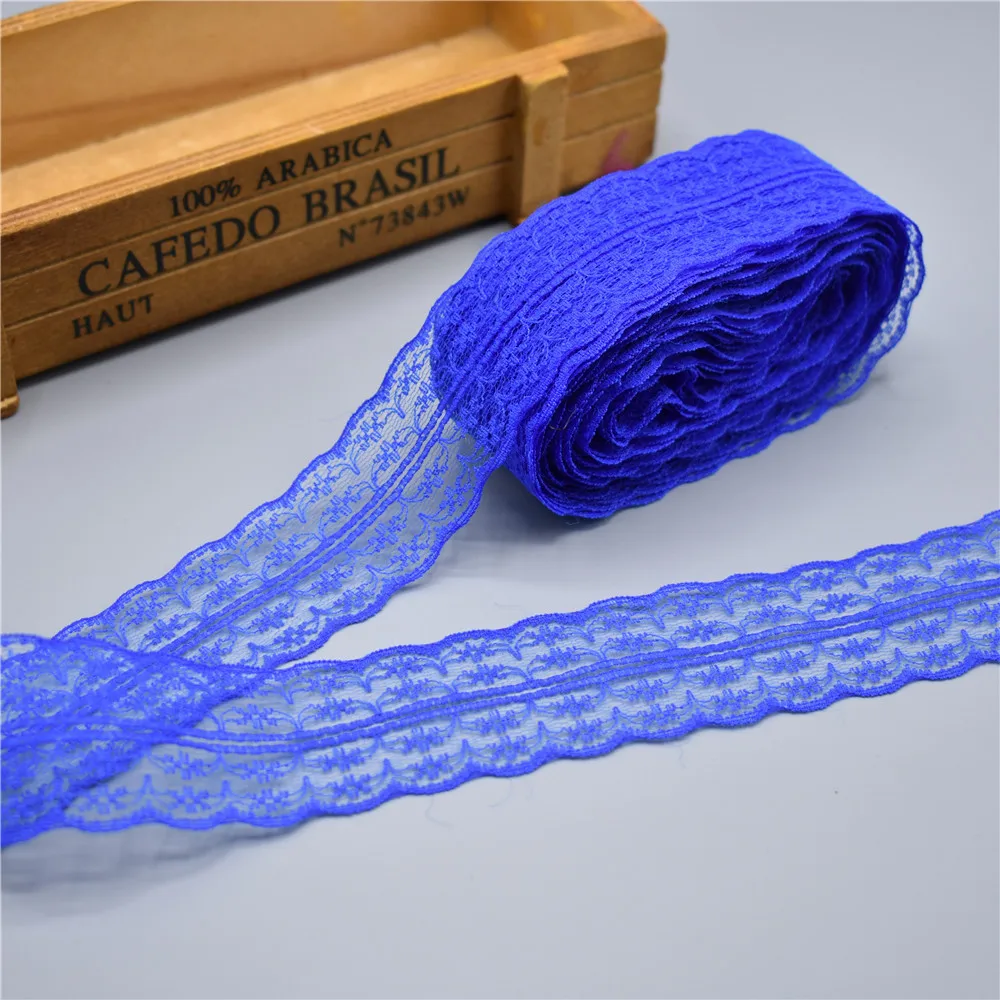 Lace Ribbon 10Yards 4.5cm DIY Apparel Sewing Fabric White Black Blue Pink Purple Red Trimming Gift Packaging