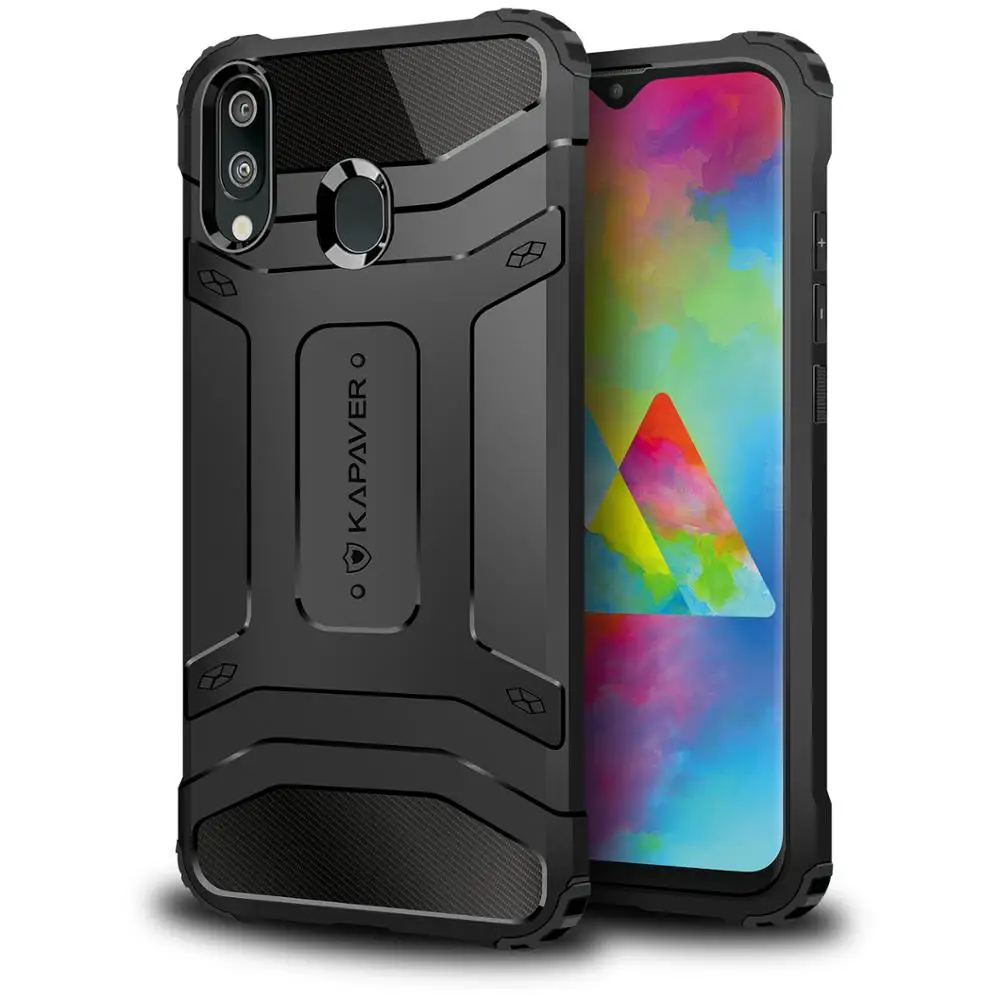 

KAPAVER® Case for Samsung Galaxy M20 Tough Rugged Solid Black Shock Proof Slim Armor Back Cover Case for Samsung M20 (Rugged)