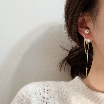 

Trendy Metal Chain Long Tassel Earrings Fashion Retro Simulated Pearl Texture Earrings Wholesale Dangle Earrings Pendant Brincos