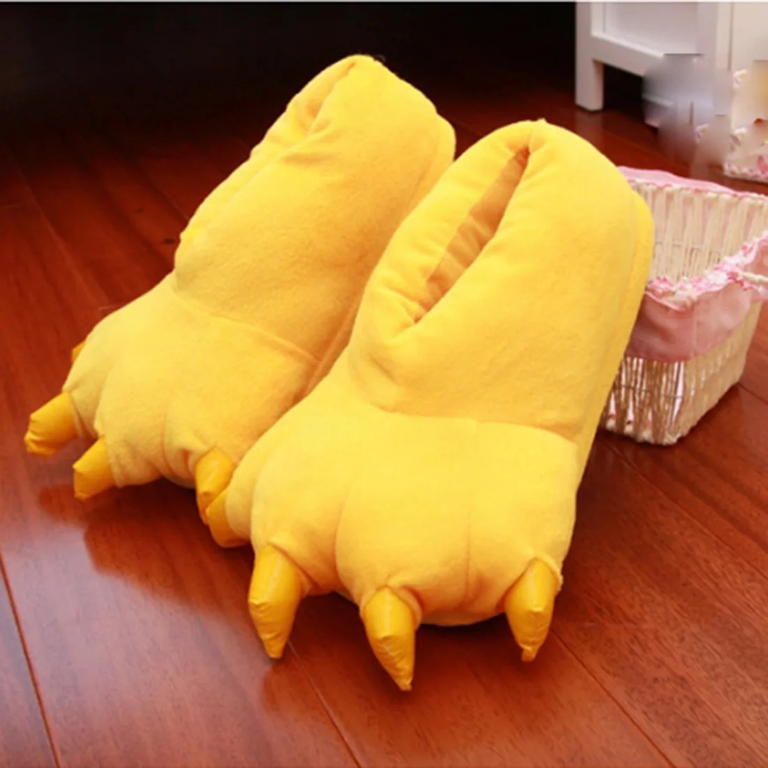 New Design Cartoon Animal Cosplay Costume Slippers Dinosaur Claw Paw Shoe indoor Children Women Men Cute Home Slippers Plus Size - Color: Yellow