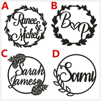 

Personalized Bride and Groom Wedding Photo Props Baby Shower Nursery Name Wedding Decoration Centerpieces Wreath Circle Signs