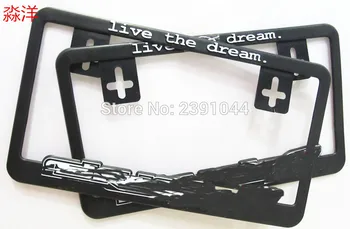 

TOP RACING RACING sk2 black frame plastic license plate "live the dream" number Tag holder number plate two pcs