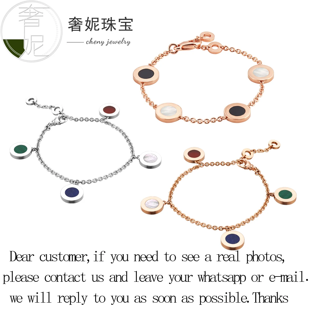 

fit bulgaria luxury bracelet set classic trendy style rose gold cuff chain Double-sided black and white colorful shell for women