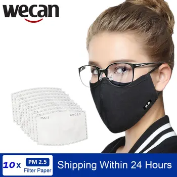 

WECAN Cotton mascarillas Mouth caps Face Mask Anti PM2.5 Dust Masks with 10pcs Activated Carbon Filters korean Black Fabric Mask