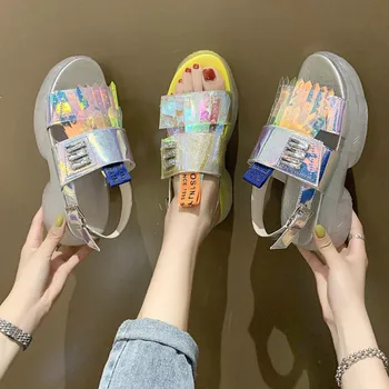

2020 Summer New Platform Sandals for Women Open Toe Reflective Color Women's Sandals Womens Platform Wedge Shoes Fashion Sandal
