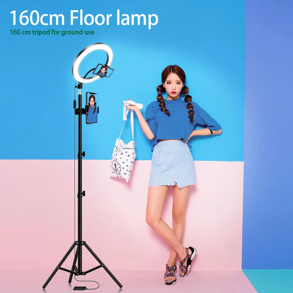 Mini LED Camera Light with Cell Phone Holder,16cm LED Ring Light 6 with Tripod Stand for YouTube Video and Makeup