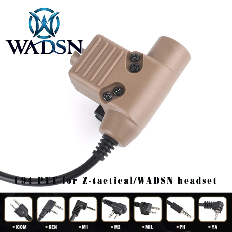 WADSN тактические наушники U94 PTT для KENWOOD Plug Walkie Talkie BaoFeng UV 82 радио гарнитура u94 ptt Softair