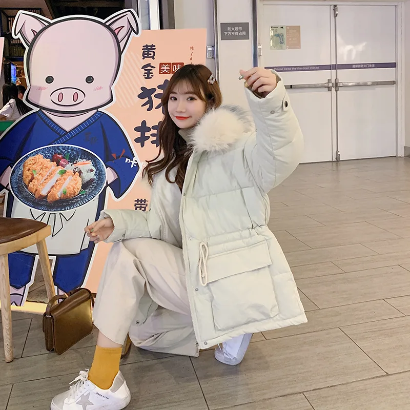 

Photo Shoot 2019 South Korea Winter Cotton-padded Clothes Korean-style INS Celebrity Style Ultra Large Fur Collar Waist Hugging