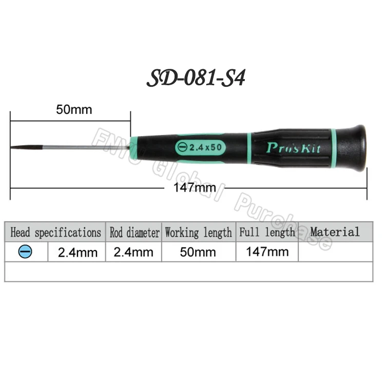 Pro'skit SD-081 шлицевая Прецизионная отвертка Подходит для прецизионных 3C электронных ремонтных плоских отверток, таких как мобильный телефон