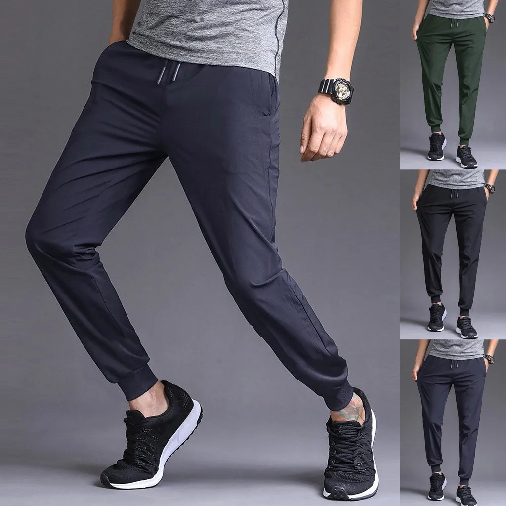 Мужские Новые Модные осенние повседневные однотонные брюки Paddy Drawstring длинные брюки Модные мужские