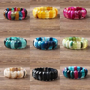 

LanLi 10x15mm natural jewelry multicolor banded onyx stones loose beads Bracelet Charms Yoga men and Women meditation amulet