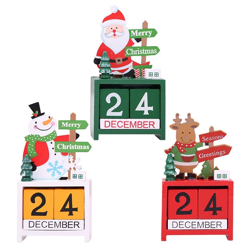 Wood Christmas Advent Calendars Christmas Decorations for Home Xmas Ornament Creative Christmas Gifts