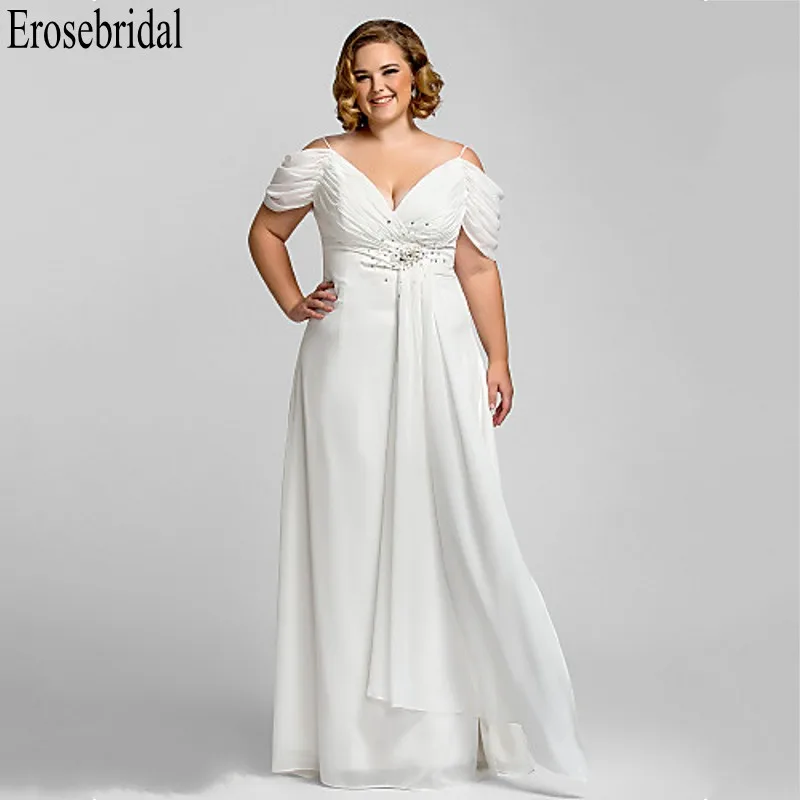 Erosebridal размера плюс женские длинные белые вечерние платья для женщин длинное вечернее элегантное платье - Цвет: Белый