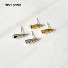 Peri'sBox Золотая латунная крошечная серьга-гвоздик капля серьги для женщин полированные Шарп конусные серьги стильные минималистичные серьги-гвоздики