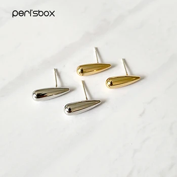 

Peri'sBox 2019 Gold Brass Tiny Waterdrop Stud Earrings for Women Polished Sharpe Cone Ear Studs Stylish Minimalist Stud Earrings