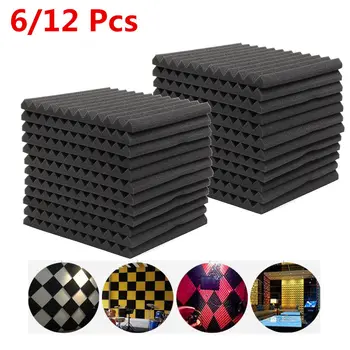 

6Pcs/12Pcs Soundproofing Foam Acoustic Foam Sound Treatment Studio Room Absorption Wedge Tiles Polyurethane foam 300*300*25mm