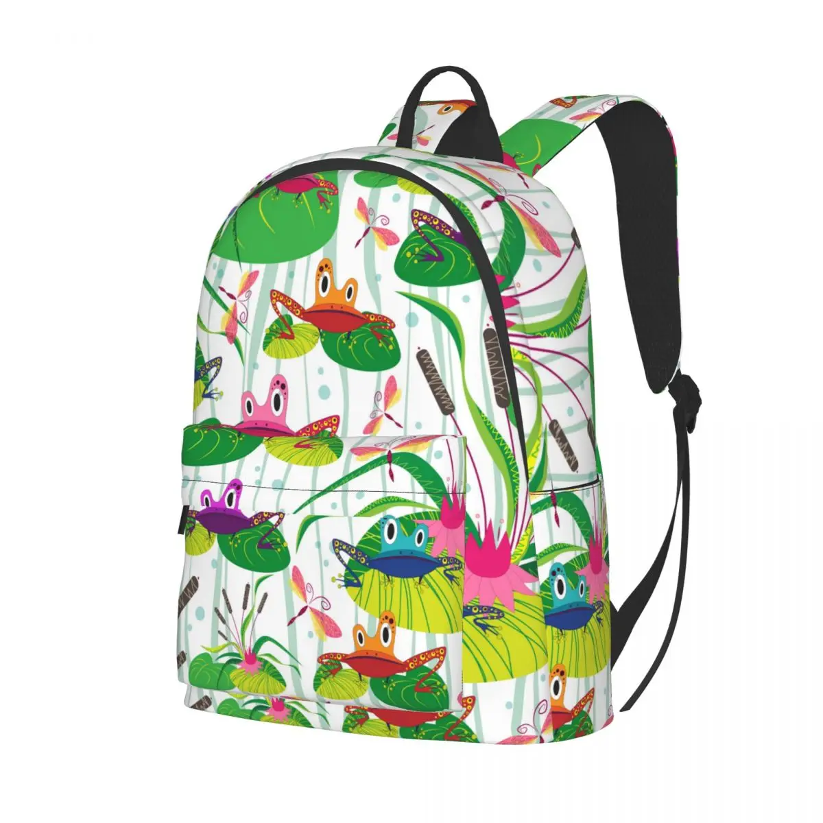 Funny Cartoon Frogs Sitting On Leaves 2021 Backpack Unisex Bag Fashion Travel School Shoulder | Багаж и сумки