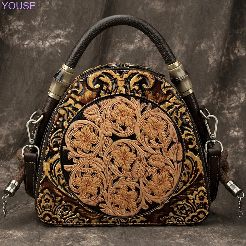 

Retro Shoulder Big Bag Full-grain Leather Large Capacity Handbag Genuine Leather women Bag Shoulder Bag