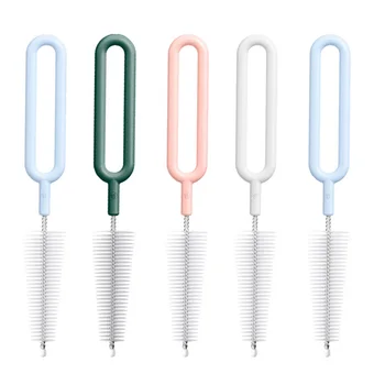 

5PCS Durable Nipple Brushes Nursing Accessories Cleaning Brushes Set Feeding Bottle Brushes for Baby Home (Random Color)