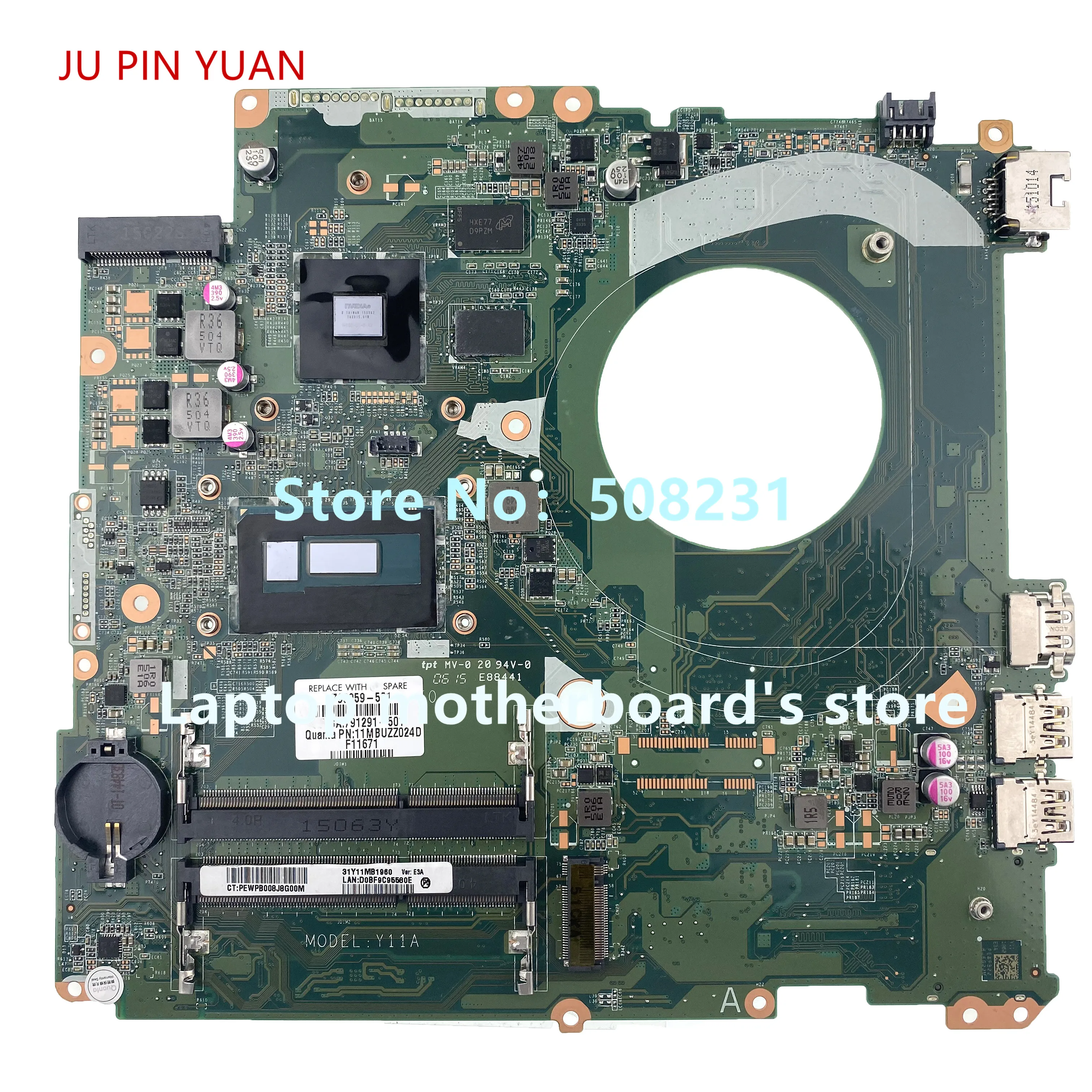 Best  JU PIN YUAN For HP ENVY 17-K 790959-501 790959-001 Laptop Motherboard DAY11AMB6E0 with 840M 2GB i7-