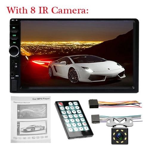 With 8 IR Camera AMPrime 2din 7018B автомобильный мультимедийный плеер стерео Bluetooth Радио автомобильный аудио 7 ''2 DIN сенсорный экран Авторадио с камерой заднего вида - Цвет: With 8 IR Camera
