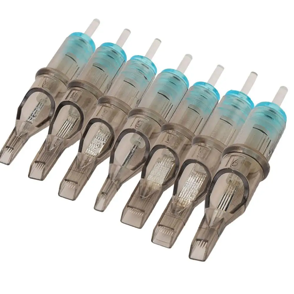 

New 10pcs 0.35MM Disposable Tattoo Cartridge Needles Semi Permanent Makeup Eyebrow Lips Tattoo Microblading Pen Supplies RM Blue