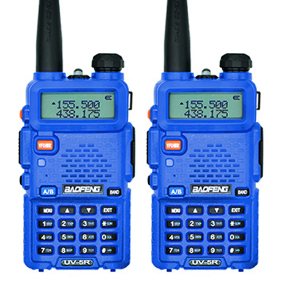 Blue 2 шт. Baofeng UV-5R переговорные Двухканальные рации двухстороннее Радио FM трансивер Dual-Band DTMF Vox Сигнализация светодиодный фонарик Key Lock - Цвет: Blue