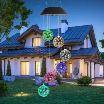 

Practical Mosaic LED Solar Wind Chimes Light Waterproof Outdoor Garden Yard Christmas Indoor Party Hang Windbell Lamp