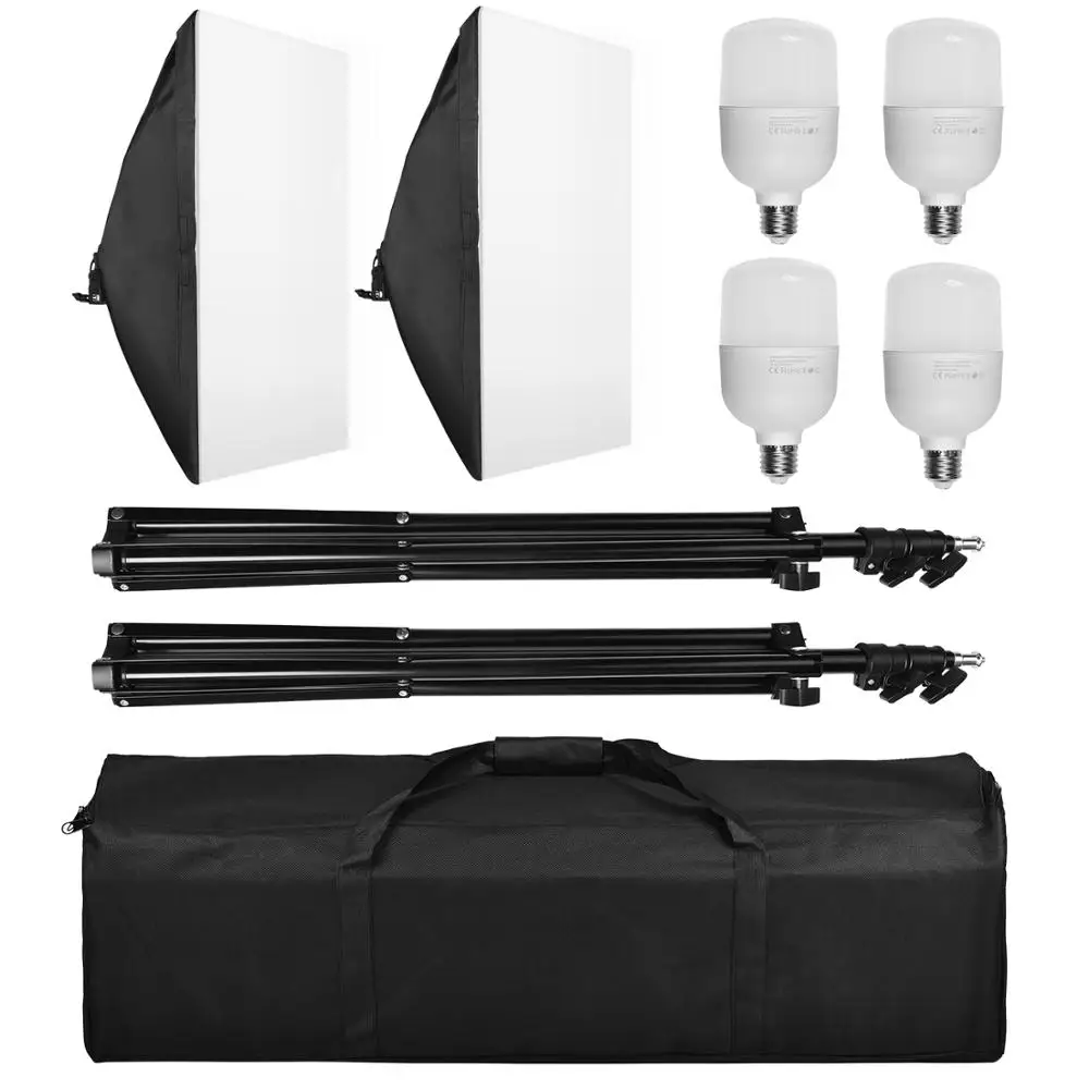  ZUOCHEN 4x 25W LED Photography Studio Softbox Lighting Stand Kit Photo Video Light Set For Indoor P - 4000326501701