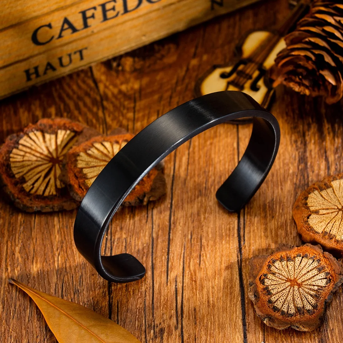 Stainless Steel Bracelet Men Statement Cuff Bangles Fashion Male Jewelry Father Gift