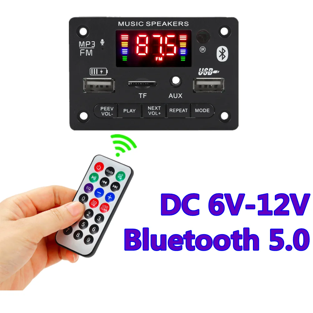 

mp3 bluetooth WMA WAV Decoder Board 12V Wireless Audio Module Color screen AUX USB TF FM Auto Accessories Audio Modification