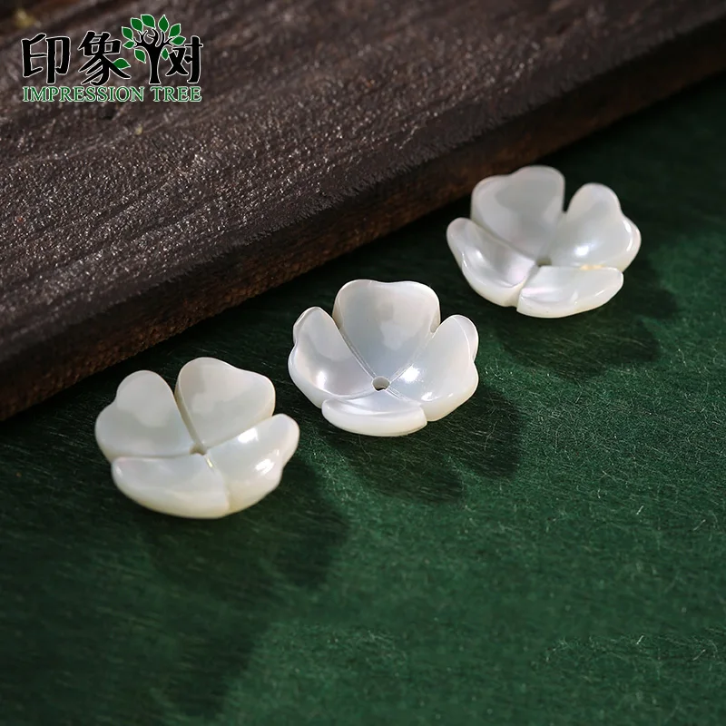 Natural Seashell Four Petal Flower Shape Charm 1Pc 12*12mm Smooth Side Shell Bead For Handmade Necklace DIY Jewelry Making 19087 | Украшения