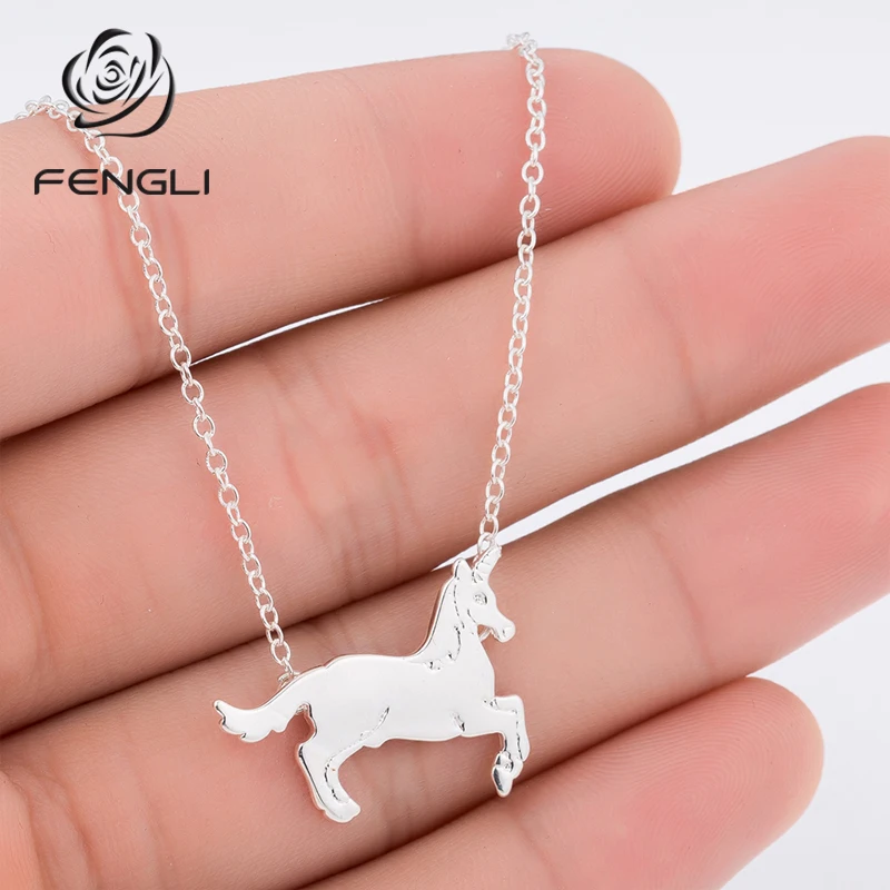 FENGLI Unique Horse Necklaces Pendants Fashion Women Cute Origami Animal Beautiful Jewelry Gift collier | Украшения и аксессуары