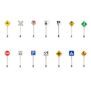 

28Pcs 14 Styles City Street Traffic Light Signs Road Signs Rotatable Accessories DIY Building Sand Table Model Kit