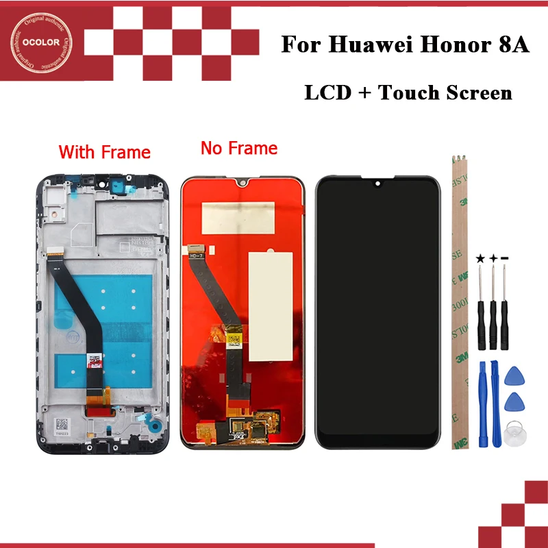 

ocolor For Huawei Honor 8A LCD Display and Touch Screen 6.09 inch Phone Accessories For Huawei Honor 8A +Frame +Tools + Adhesive